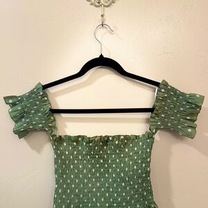 Green Polka Dot Off-Shoulder Top